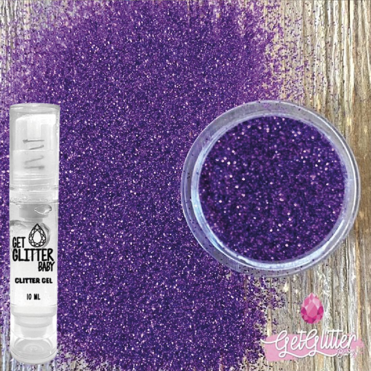 GetGlitterBaby® - Paarse Fijne Poeder Biologische / Biologisch Milieuvriendelijke afbreekbare Festival Glitters voor Lichaam en Gezicht Jewels / Vegan Bio Biodegradable Face Body Glitter Glue - Paars + Huid Lijm