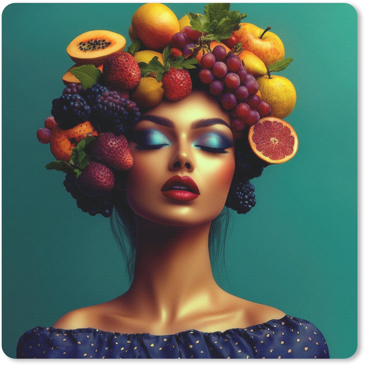 Muismat 20x20 cm - Mousepad Vrouw - Hoodtooi - Tropisch - Fruit - Druiven - Muismatten