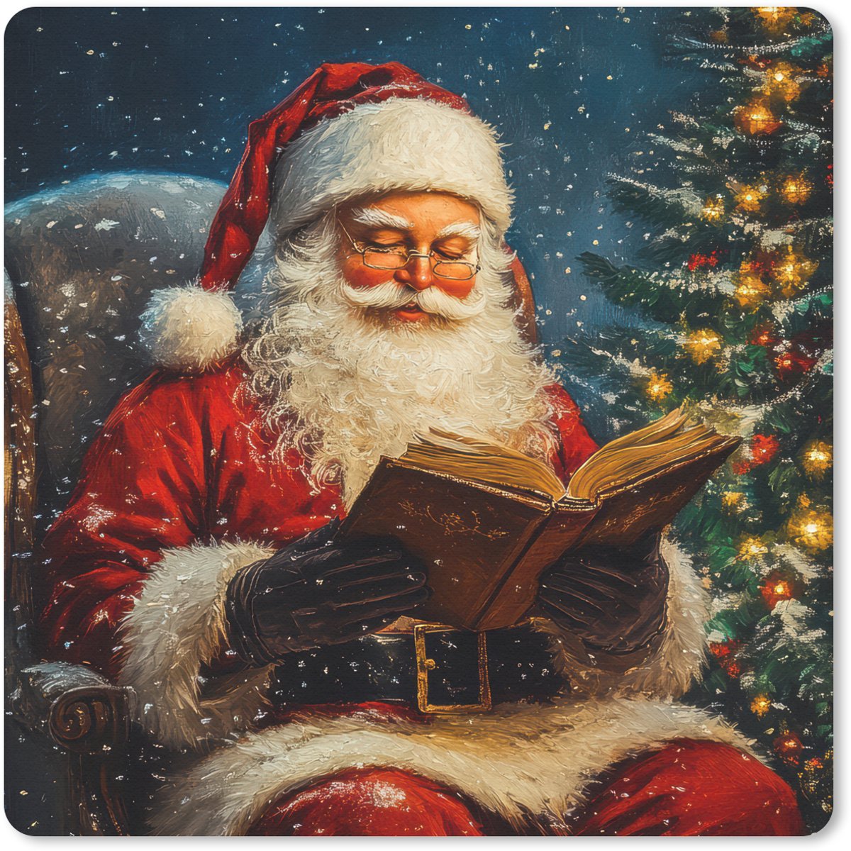 Muismat 30x30 cm - Mousepad Kerstman - Kerst - Winter - Kerstboom - Muismatten