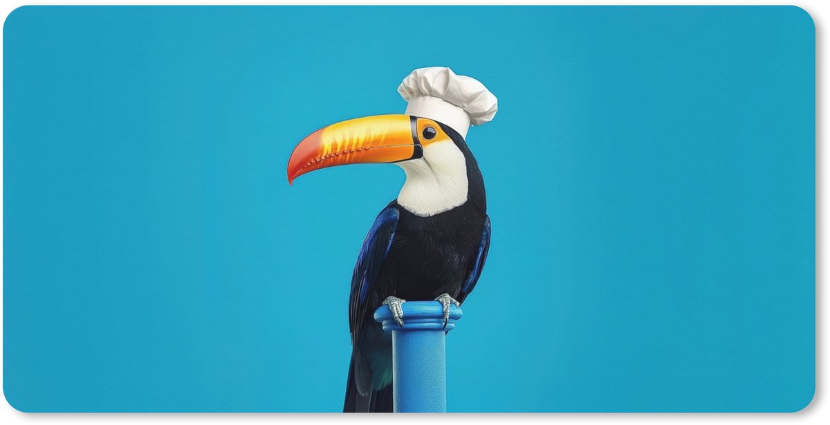 Muismat XXL 80x40 cm - Bureau onderlegger - Bureau mat Tucan - Sokkel - Vogel - Koksmuts - Bureaumat - Gaming mousepad xl - Bureaulegger groot - Computer deskmat