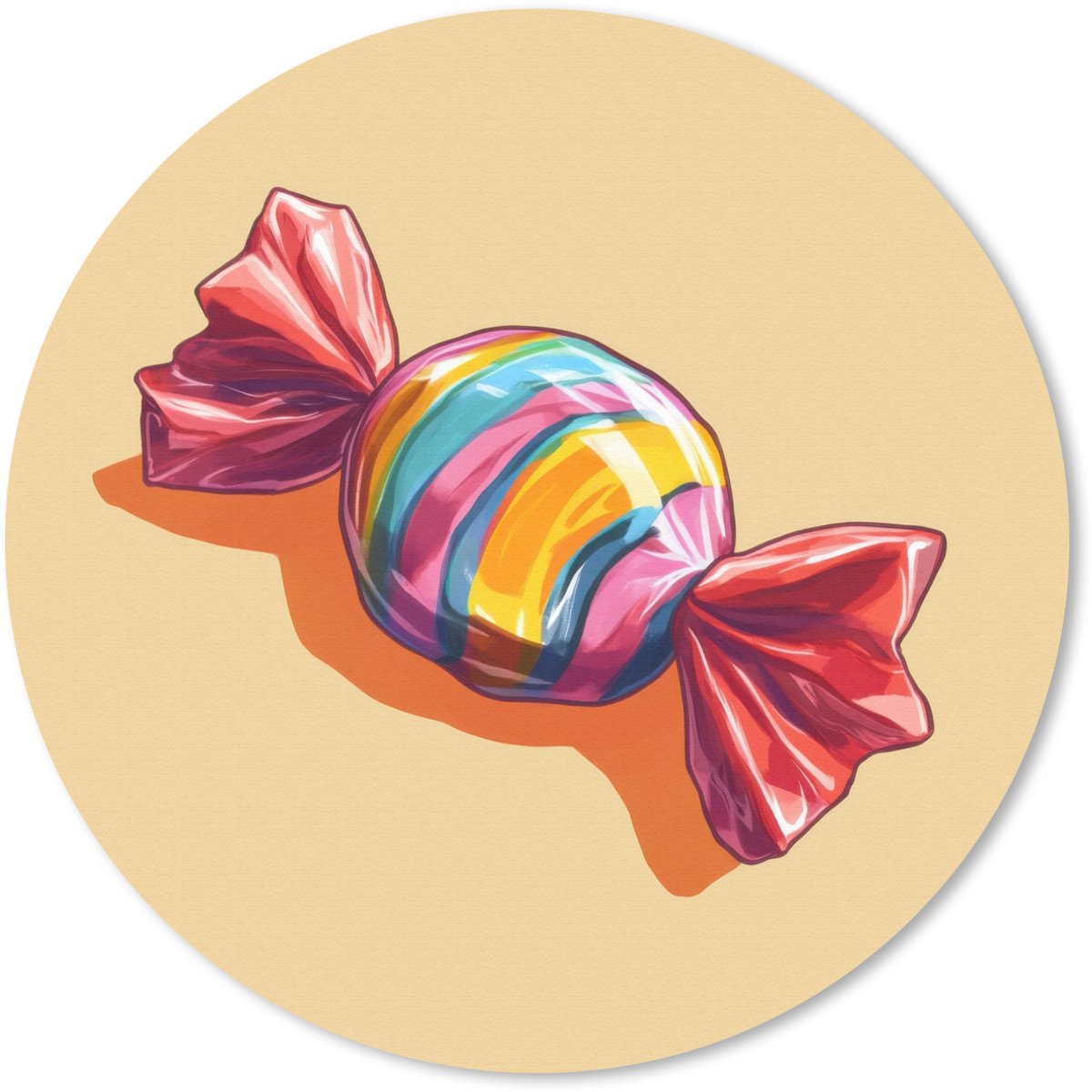 Muismat rond 20x20 cm - Mousepad Geel - Snoep - Kleur - Ronde muismatten