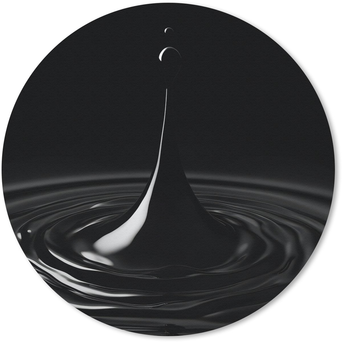 Muismat rond 50x50 cm - Mousepad Zwart - Water - Druppel - Ronde muismatten