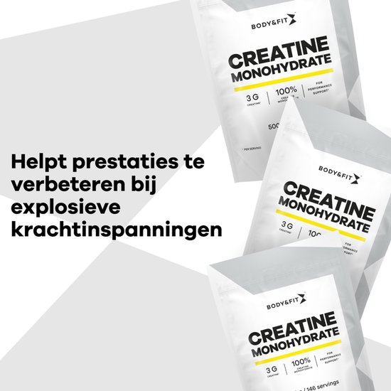 Body & Fit Creatine Monohydrate - 100% Creatine Monohydraat - Supplement voor Spieropbouw/Prestaties - Smaakloos - 500 gram (146 doseringen)