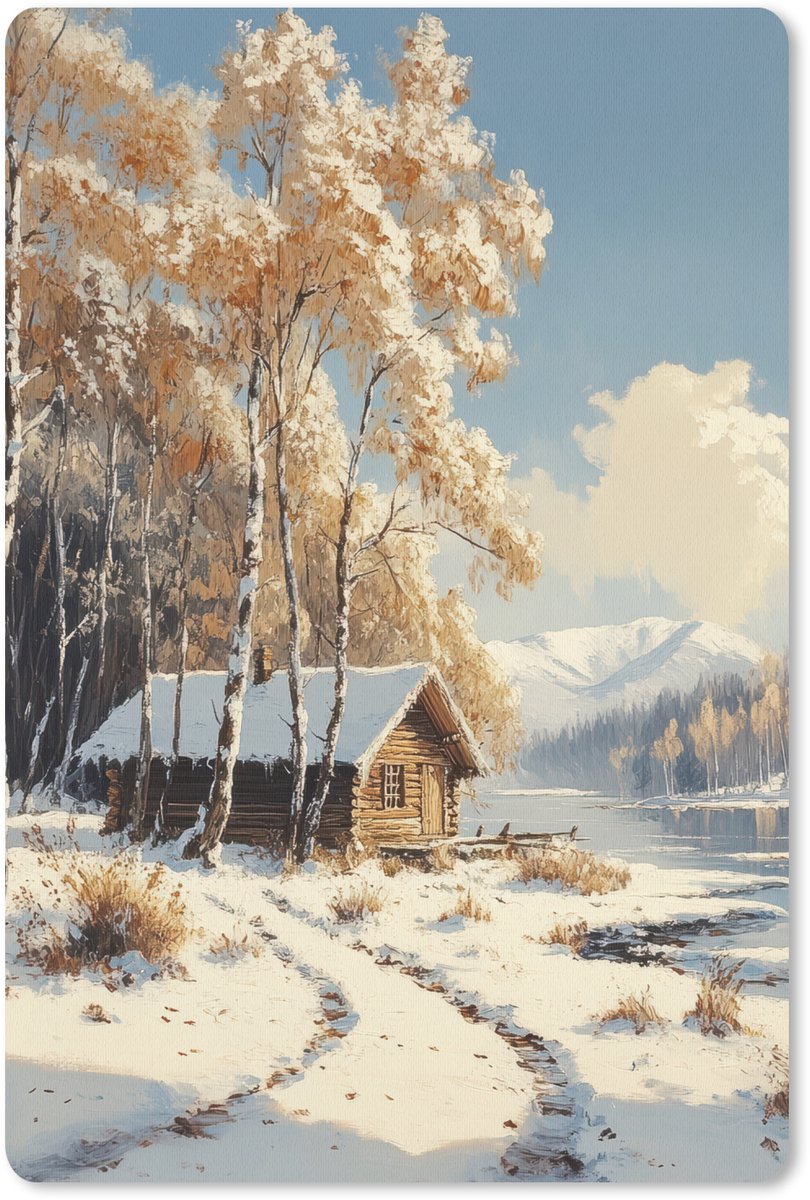 Muismat 18x27 cm - Mousepad Winter - Sneeuw - Huis - Natuur - Muismatten