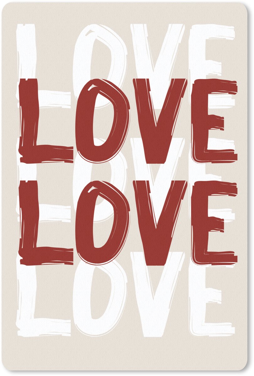 Muismat 18x27 cm - Mousepad Love - Rood - Tekst - Muismatten