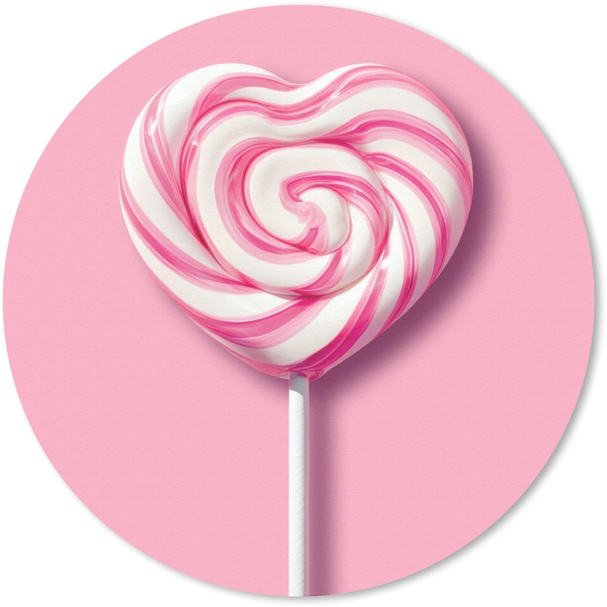 Muismat rond 20x20 cm - Mousepad Snoep - Lolly - Hart- Roze - Ronde muismatten