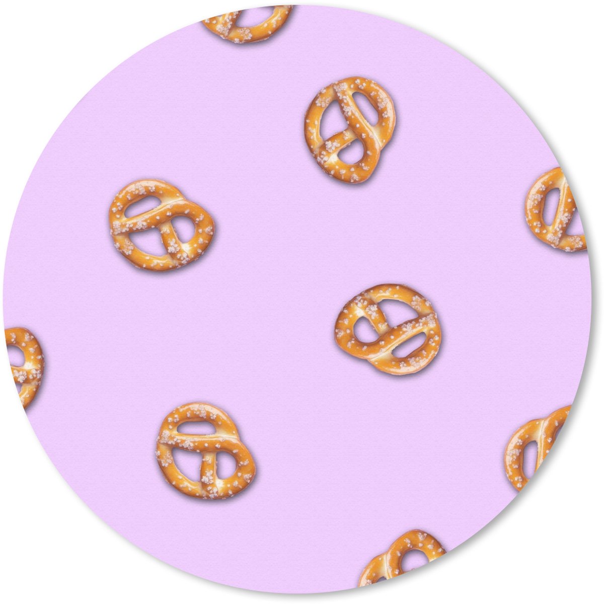 Muismat rond 20x20 cm - Mousepad Pretzels - Eten - Paars - Ronde muismatten