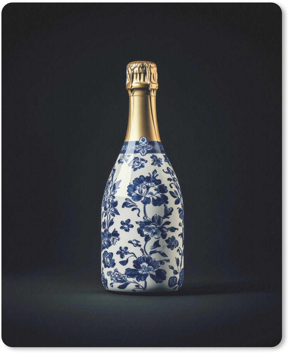 Muismat 19x23 cm - Mousepad Champagne - Bloemen - Goud - Chique - Muismatten