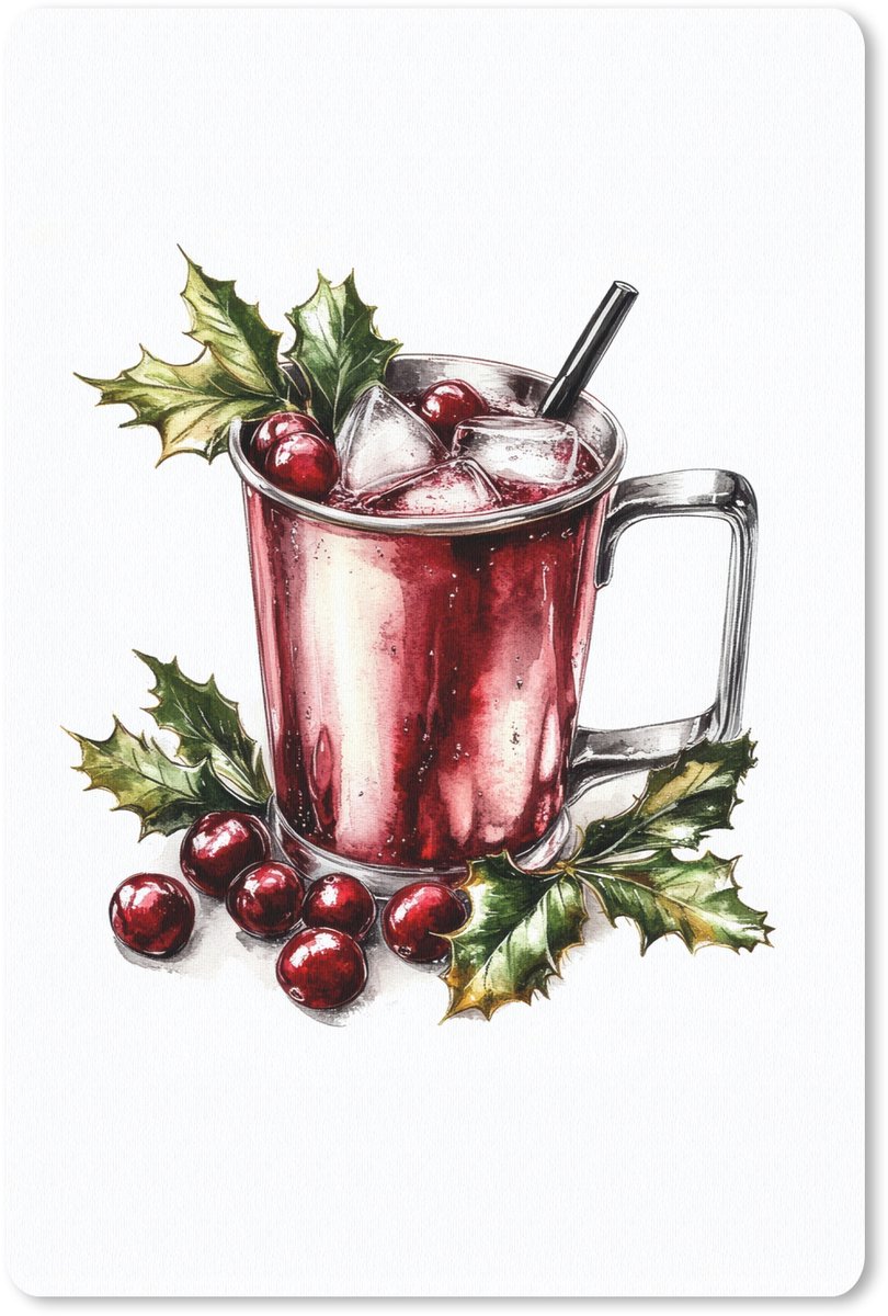 Muismat 18x27 cm - Mousepad Drank - Winter - Cocktail - Rood - Muismatten
