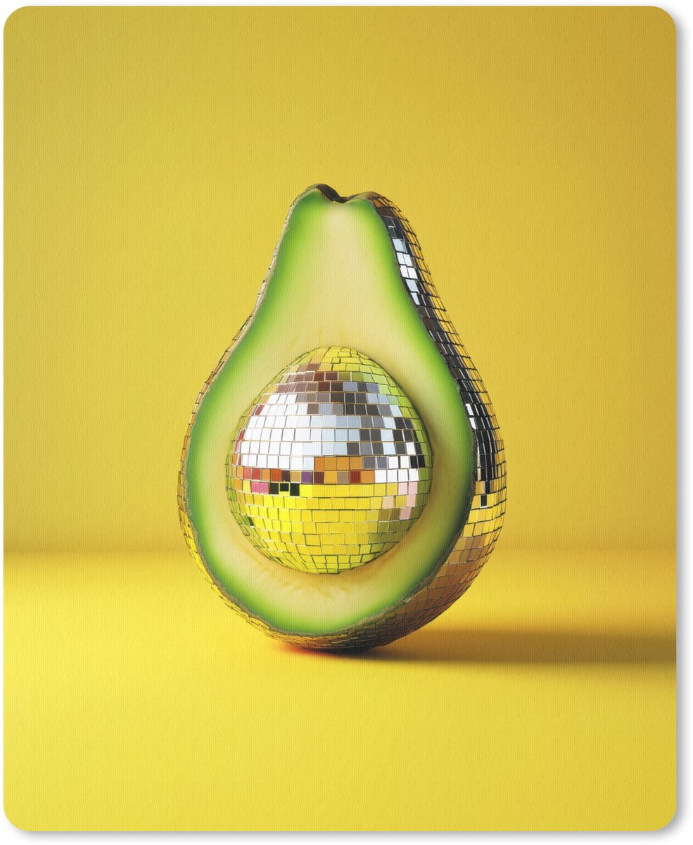 Muismat 19x23 cm - Mousepad Avocado - Discobal - Geel - Glitter - Muismatten