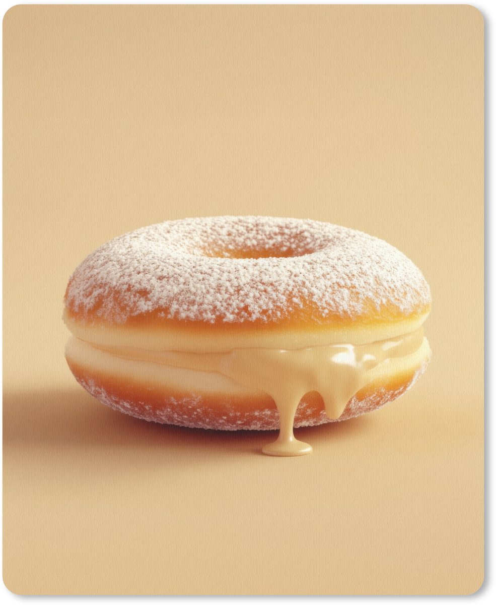 Muismat 19x23 cm - Mousepad Donut - Romig - Poedersuiker - Beige - Muismatten