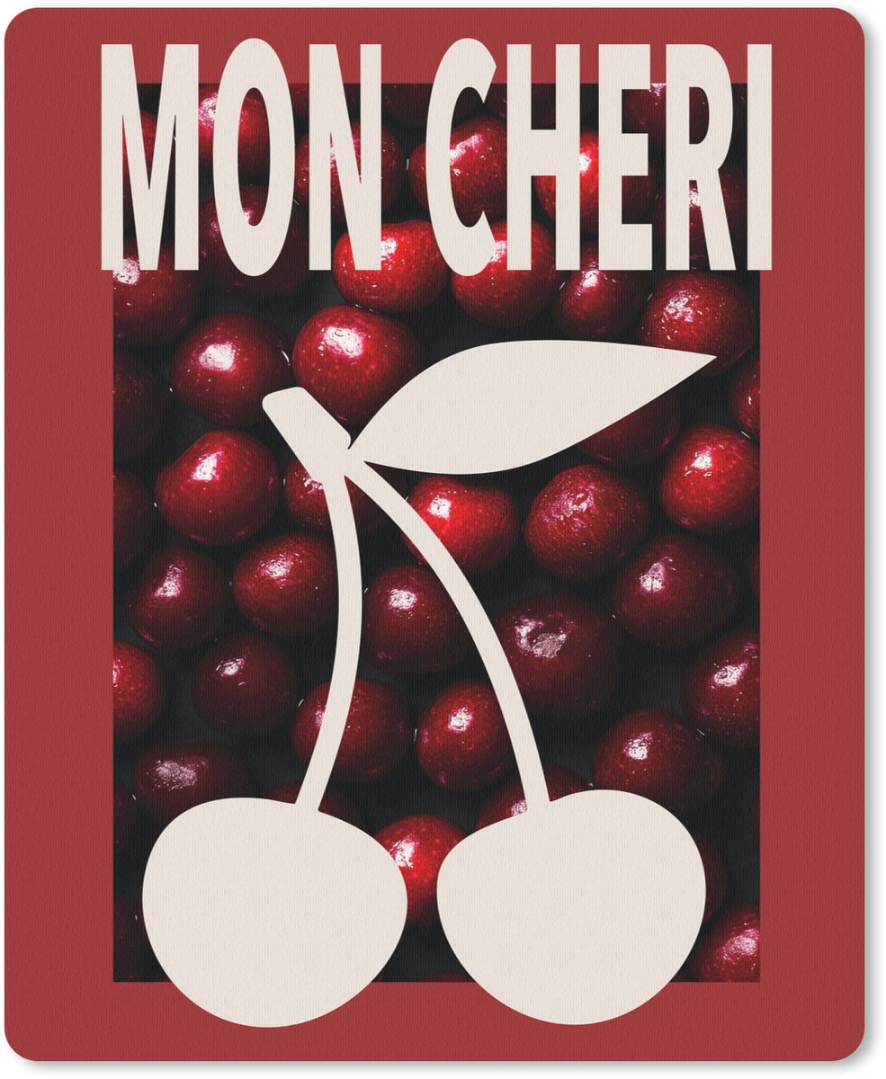 Muismat 19x23 cm - Mousepad Kersen - Illustratie - Rood - Muismatten