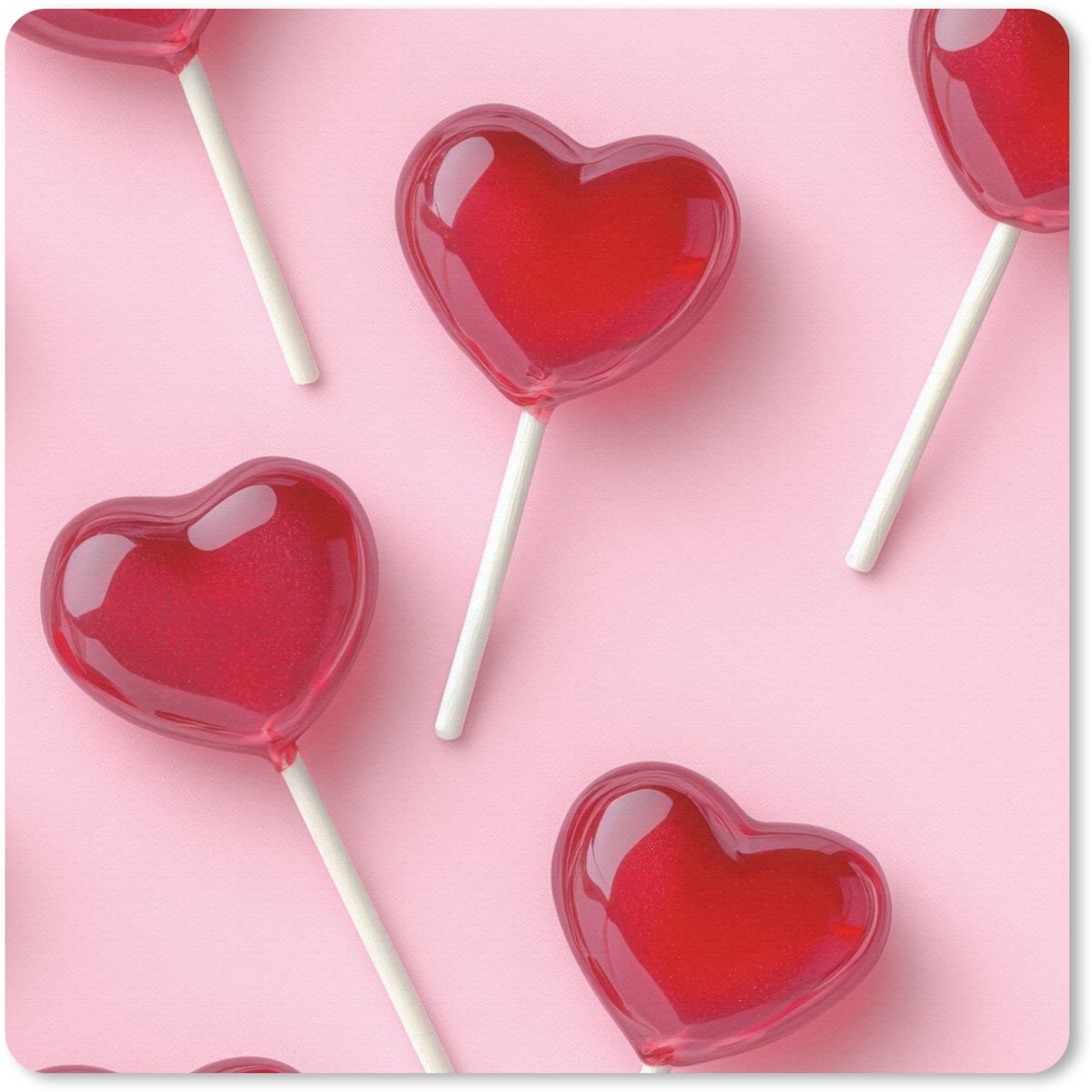 Muismat 30x30 cm - Mousepad Lollies - Hartjes - Roze - Muismatten