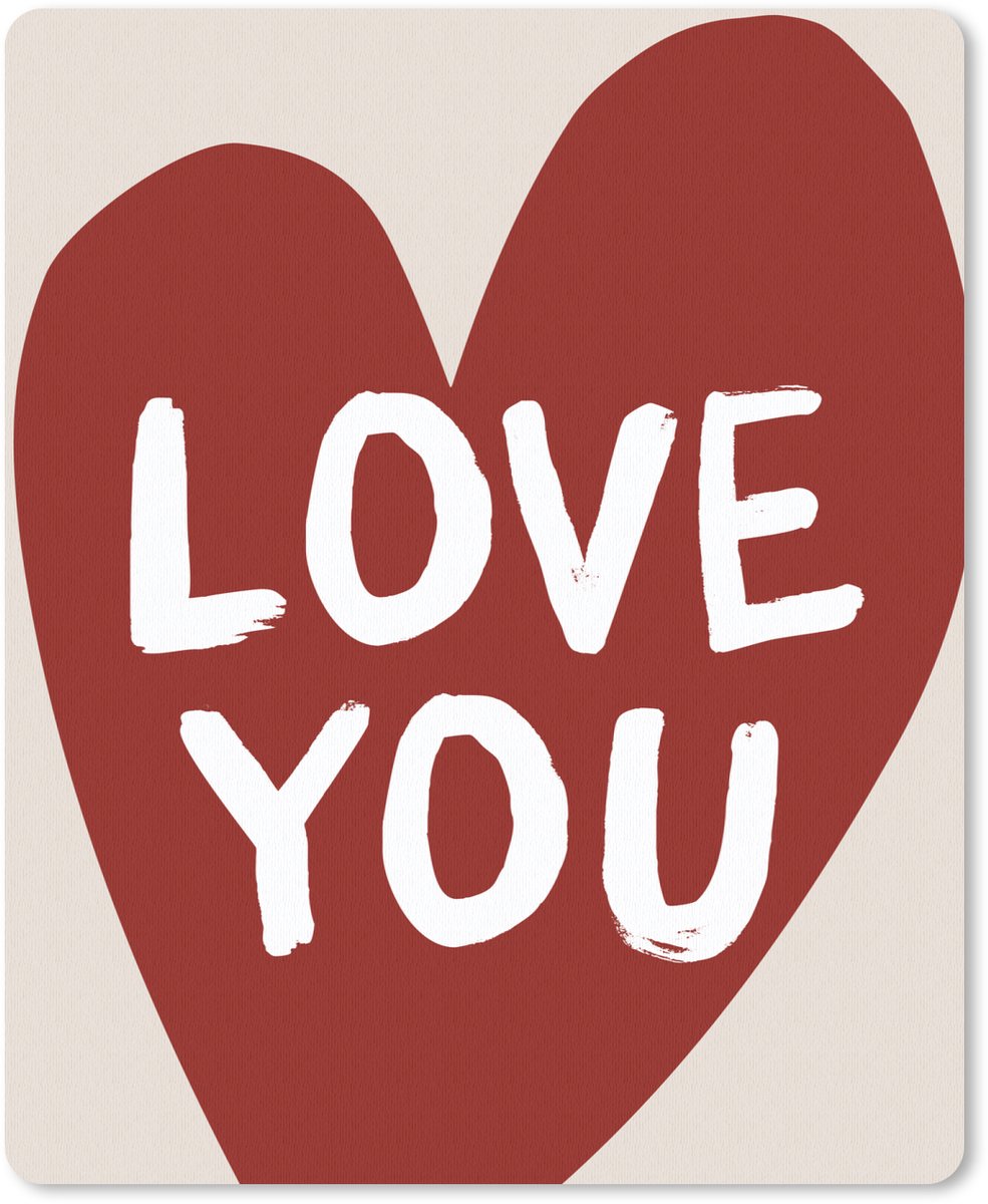 Muismat 19x23 cm - Mousepad Loveyou - Hart - Rood - Muismatten