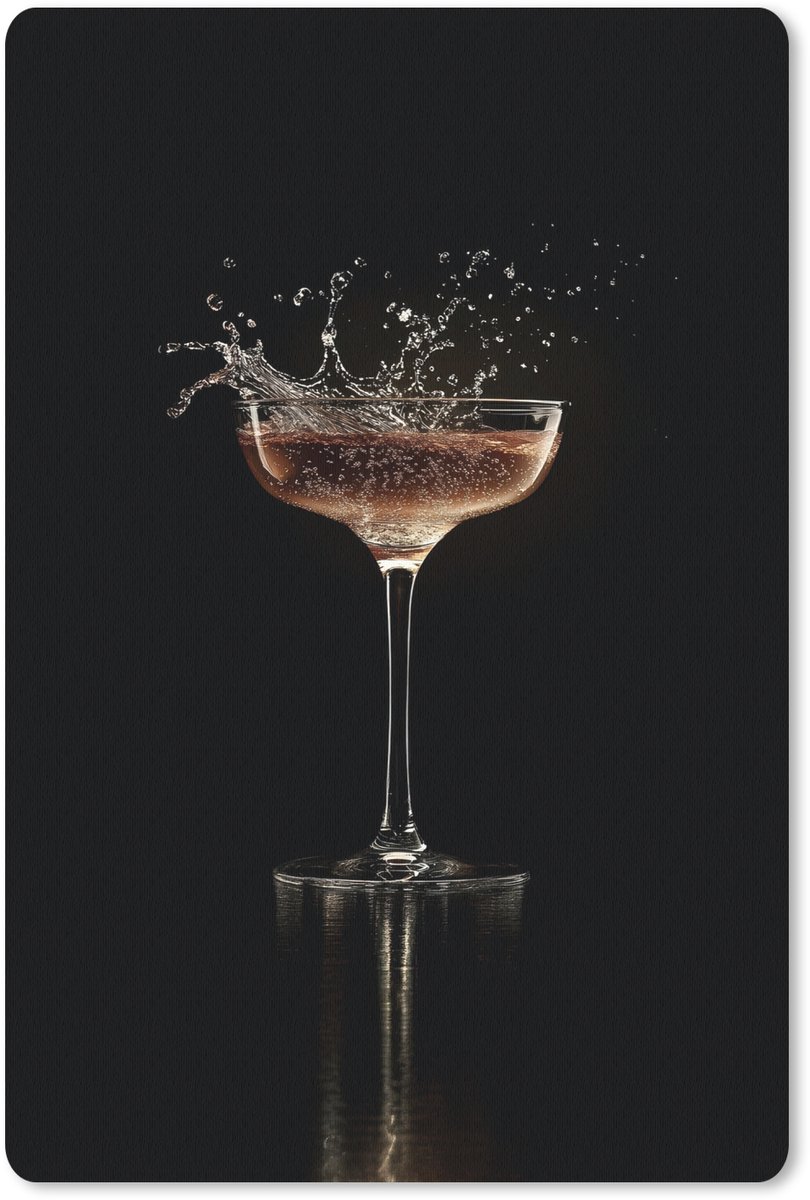 Muismat 18x27 cm - Mousepad Cocktail - Zwart - Spetters - Glas - Muismatten