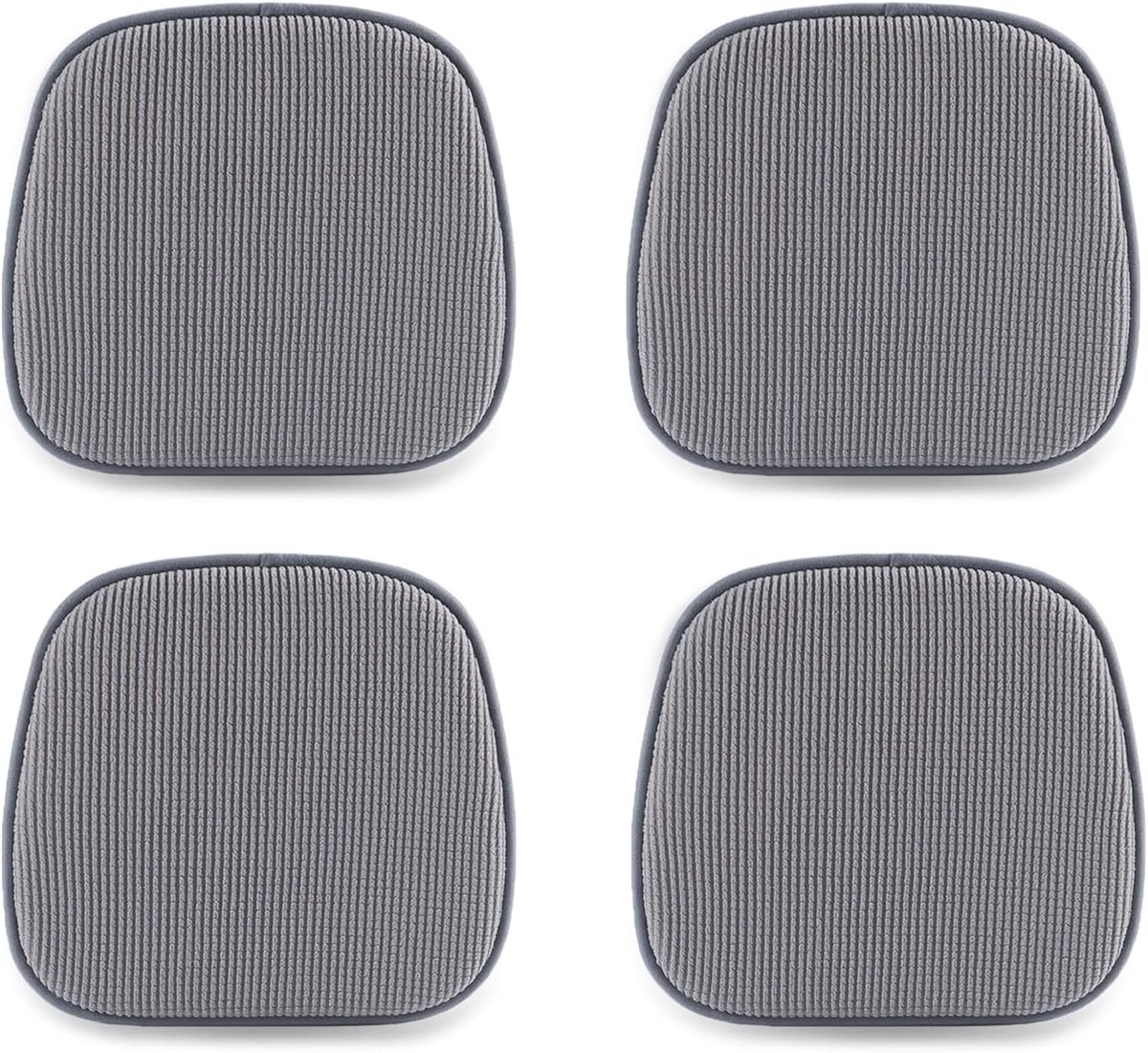 Famanu - Set of 4 chair cushions, 40 x 38 cm, seat cushion, chair with checked velvet cover, non-slip, washable seat cushion for chairs in the office, outdoor, indoor and outdoor, garden, 15 x 16 inch (gray)