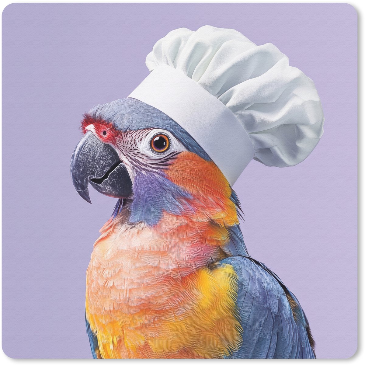 Muismat 30x30 cm - Mousepad Papegaai - Koksmuts - Paars - Cute - Muismatten