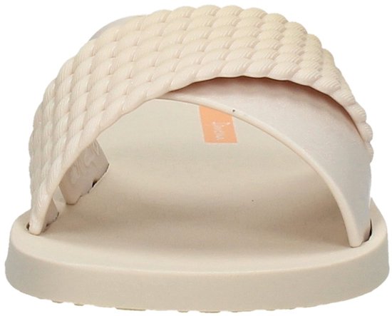 Lichtbruine Ipanema slipper met brede, gevlochten band.