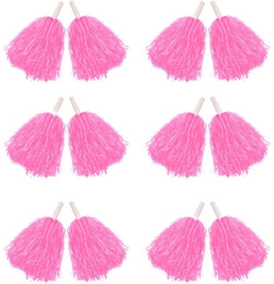 12-pack - Plastic cheerleading pompons met handvatten - voor sportcheerleading en dans