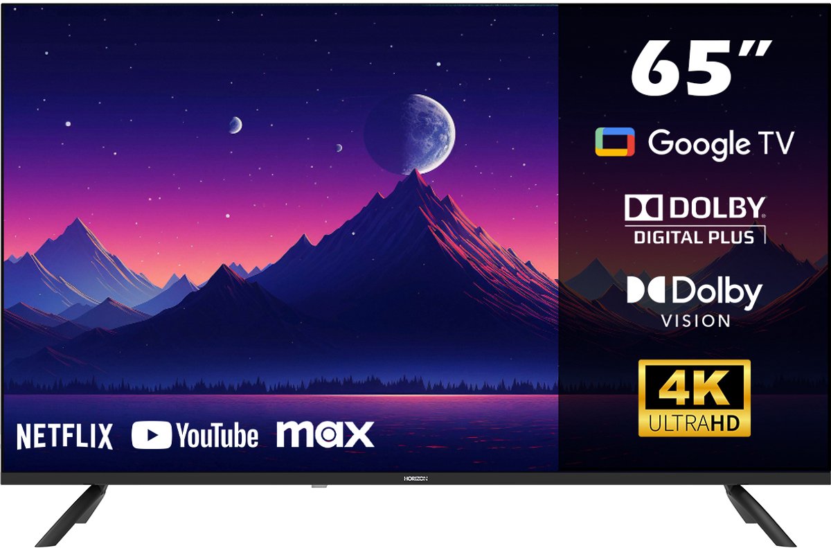 Horizon Smart TV 65 inch - 4K ULTRA HD LED Televisie - XT Line - Google TV WiFi - Voice Assistant - Frameless Slim Design