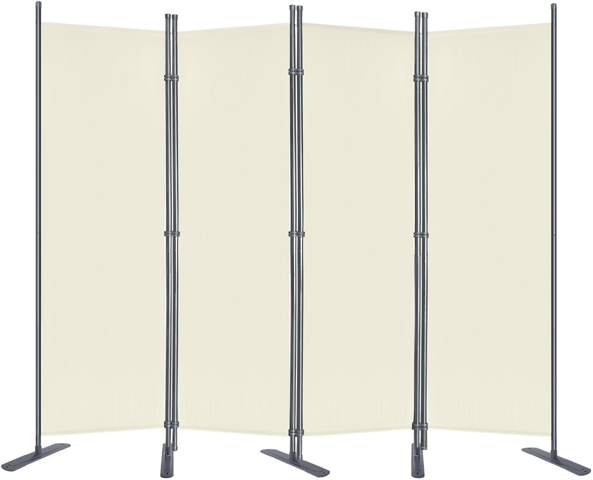 Aufun 4 delige Scherm Privacywand 225x180 cm verstelbaar Stellwand Kamerscherm voor kantoor en balkon Beige
