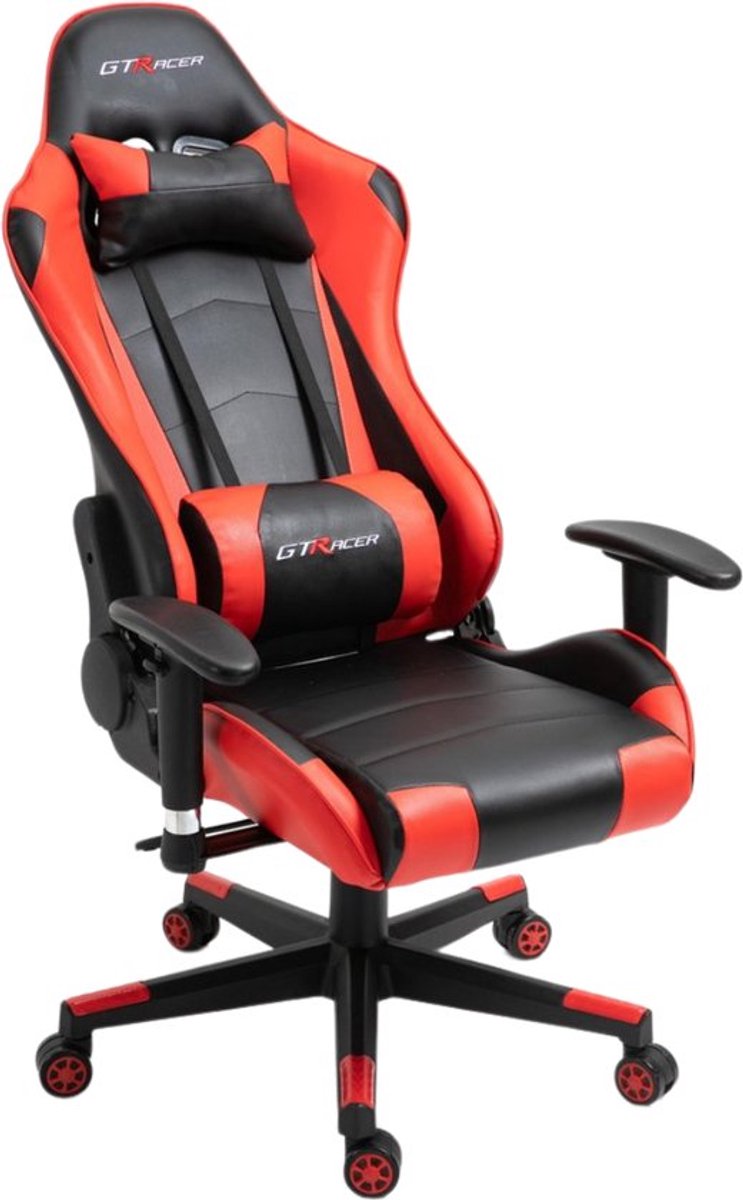 Afbeelding 3 van GTRacer Pro - Game Stoel - Gaming Stoel - Ergonomische Bureaustoel - Gamestoel - Verstelbaar - Gaming Chair - Zwart / Rood