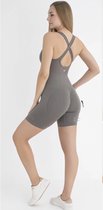 Body short de sport pour femme - Effet gainant et gainant - Grijs - Taille M/L