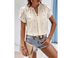 Damesoverhemd Bedrukt Top Casual Shirt Damesblouse V-hals Korte Mouw Shirt