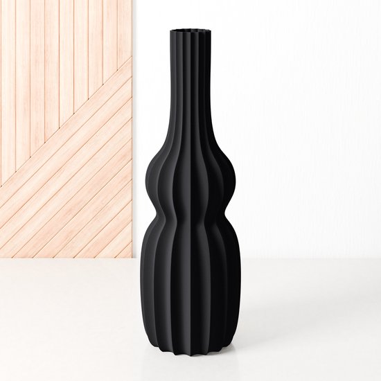 GlasArt bloemenvaas, vaas, puur wit, slank, elegant, elegant, 30-50 cm hoog, woonkamer vensterbank, keramiek (40 x 7 cm