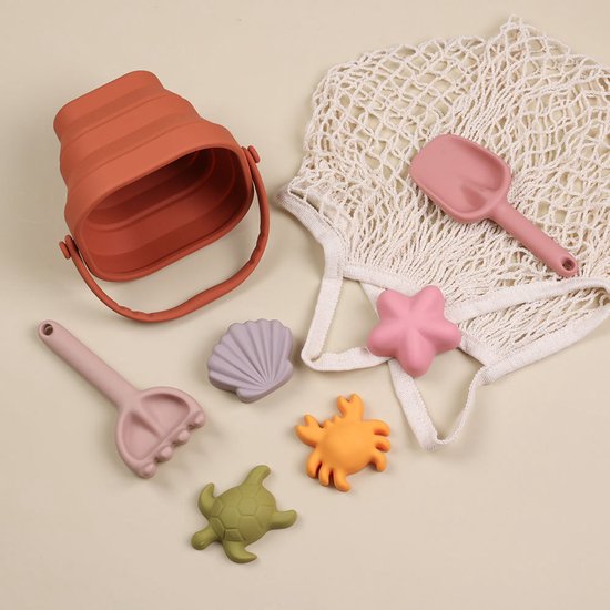 Kit De Plage 35 Pièces – Seau Pliable, Pelles, Moules, Animaux Marins – Sac De Rangement – Enfant 3-6 Ans