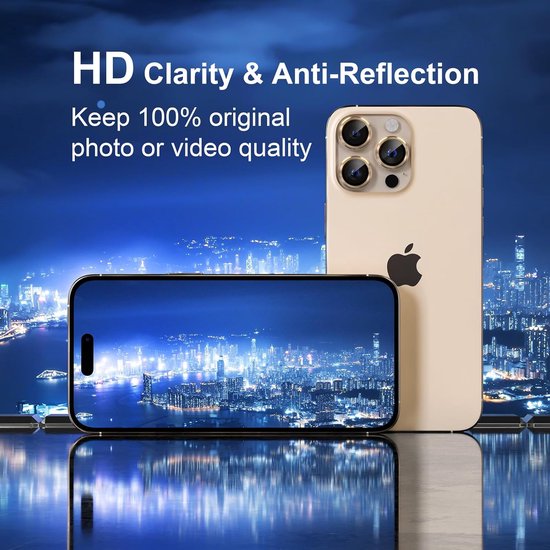 Protecteur lens d'appareil photo compatible avec : iPhone 12 Pro Max - Protection d'objectif en Tempered Glass transparent HD de Premium [compatible avec les coques] Goud