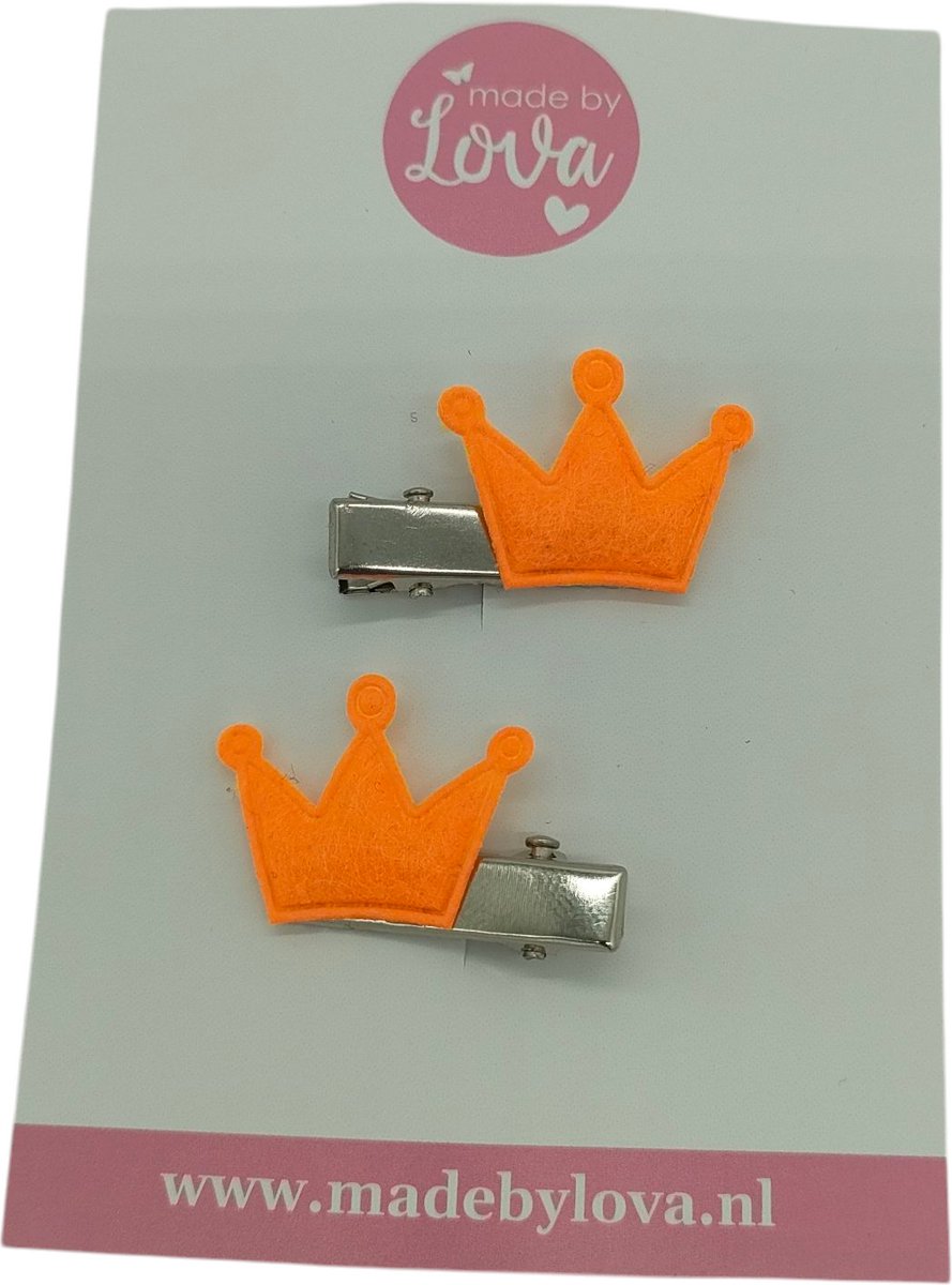 Haarspeldjes - oranje - meisjes - kroontjes - koningsdag