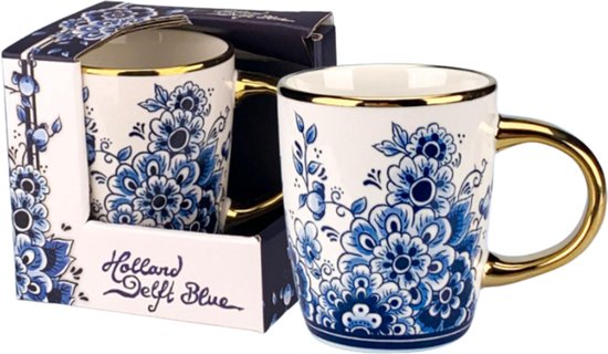 Koffiekopjes met oor - Koffiekopjes set van 2 - Delfts blauw - Koffiekopjes met oor 150 ml - Hollandse cadeautjes - Nederland cadeau