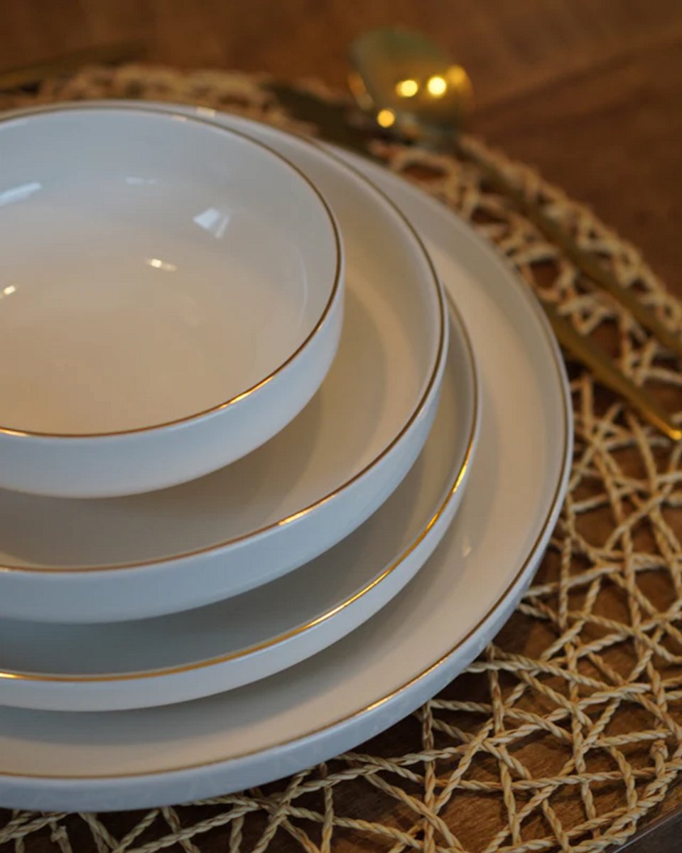 Homestar Gure -Gold Serviesset 25-delig - Wit met Goud rand