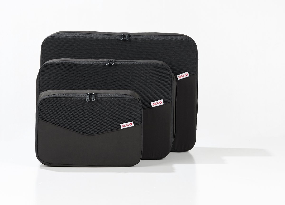 Travelsentry - Packing Cubes Set of 3 - Reizen - Accessoire - Zwart - Rpet- 28 * 18 * 8 cm - Voorkomt Onnodig Plastic Gebruik - Compact - Koffer Organizer set
