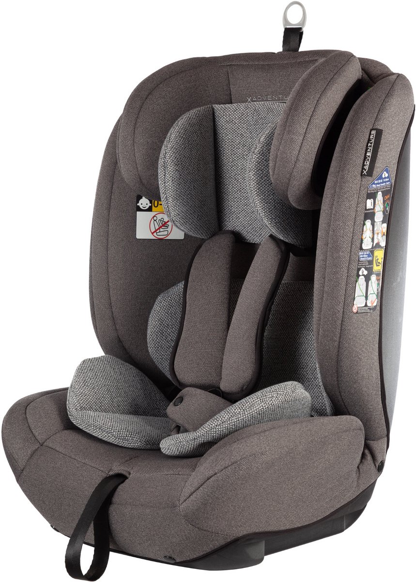 X Adventure Autostoel Premium Groep 1/2/3 9-36 kg (76 tot 150 cm) - Vanaf 15 maanden tot 12 jaar - Gordel - i-Size - Meegroei Autostoel - Grijs thumbnail 4