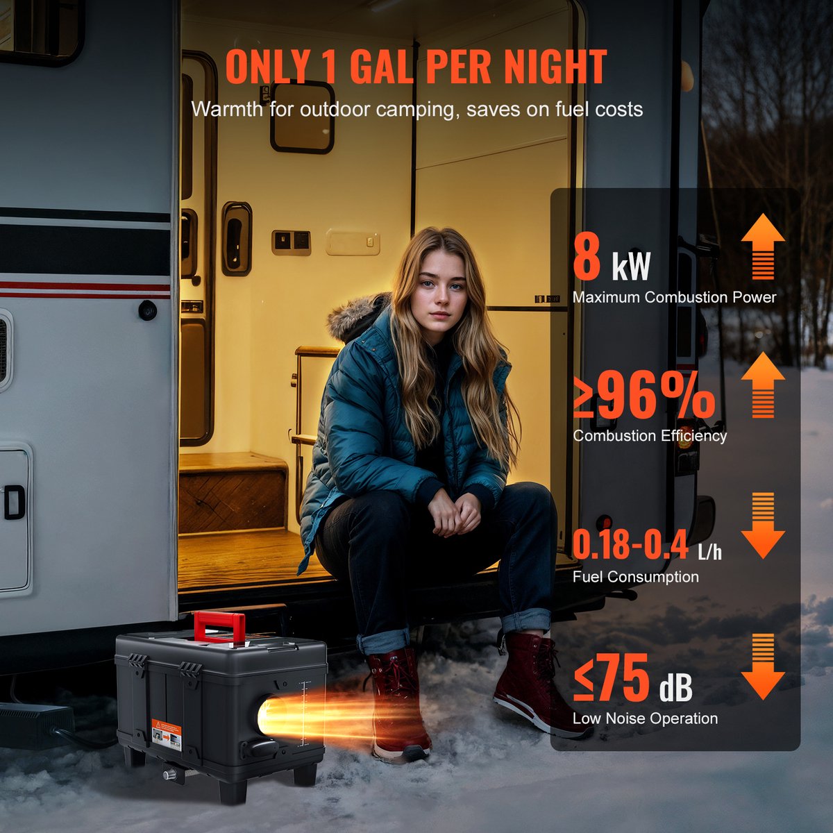 8KW Dieselverwarming, 12v/24v Alles-In-Één Dieselluchtverwarmer, Bluetooth-Bediening