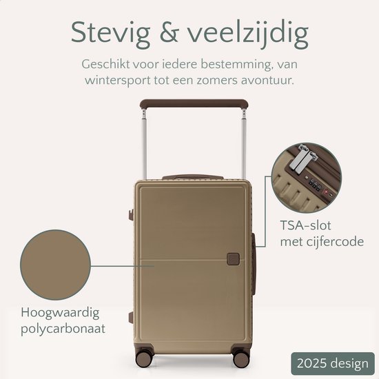 Skycases Premium City Walker - Grote Reiskoffer 94L - Lichtgewicht & Sterk - 360° Spinner Wielen - Origineel TSA-slot - Trolley & Wetpouch - XL Rolkoffer Groot - 76 x 52 x 29 cm - Champagne