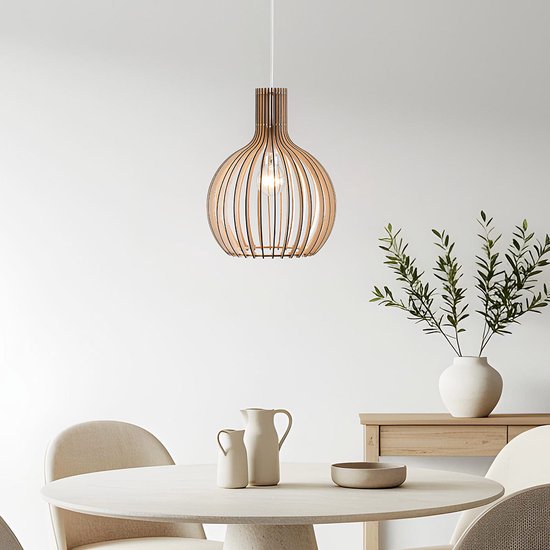 Paco Home Pendellamp Deco Woonkamer Hanglamp Eetkamer Lamp Eettafel Verlichting Slaapkamer Lampenkap Hout E27, Soort lamp:Hanglamp - Type 2, Kleur:Hout