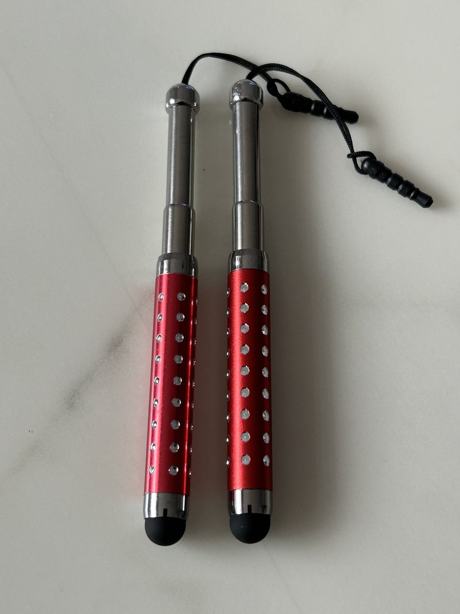 2 Stuks Uitschuifbare Touch Pen / Touchstift / Universeel / Compacte Stylus Pen / Touchscreen Pen / Tablet & Telefoon Touch Stift - Rood