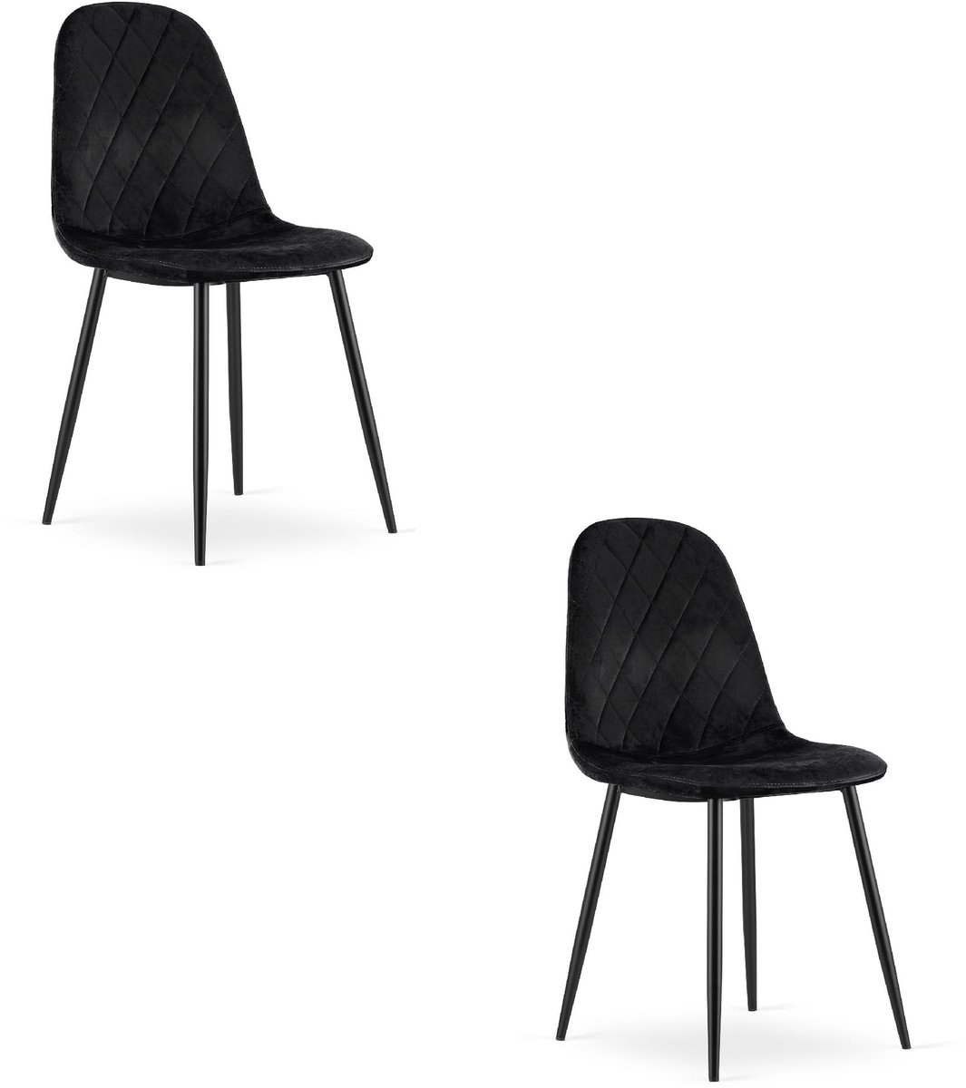 LEOBERT ASTI Velvet Design Stoelen – Set van 2 – Zwart Fluweel – Zwarte Metalen Poten – Modern & Ergonomisch – Max. 120 kg