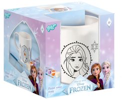 foto van Disney Frozen mok beschilderen inkleur beker Totum speelgoed meisjes - wit keramiek incl. verfstrip en penseeltje - cadeautip Sint knutselen