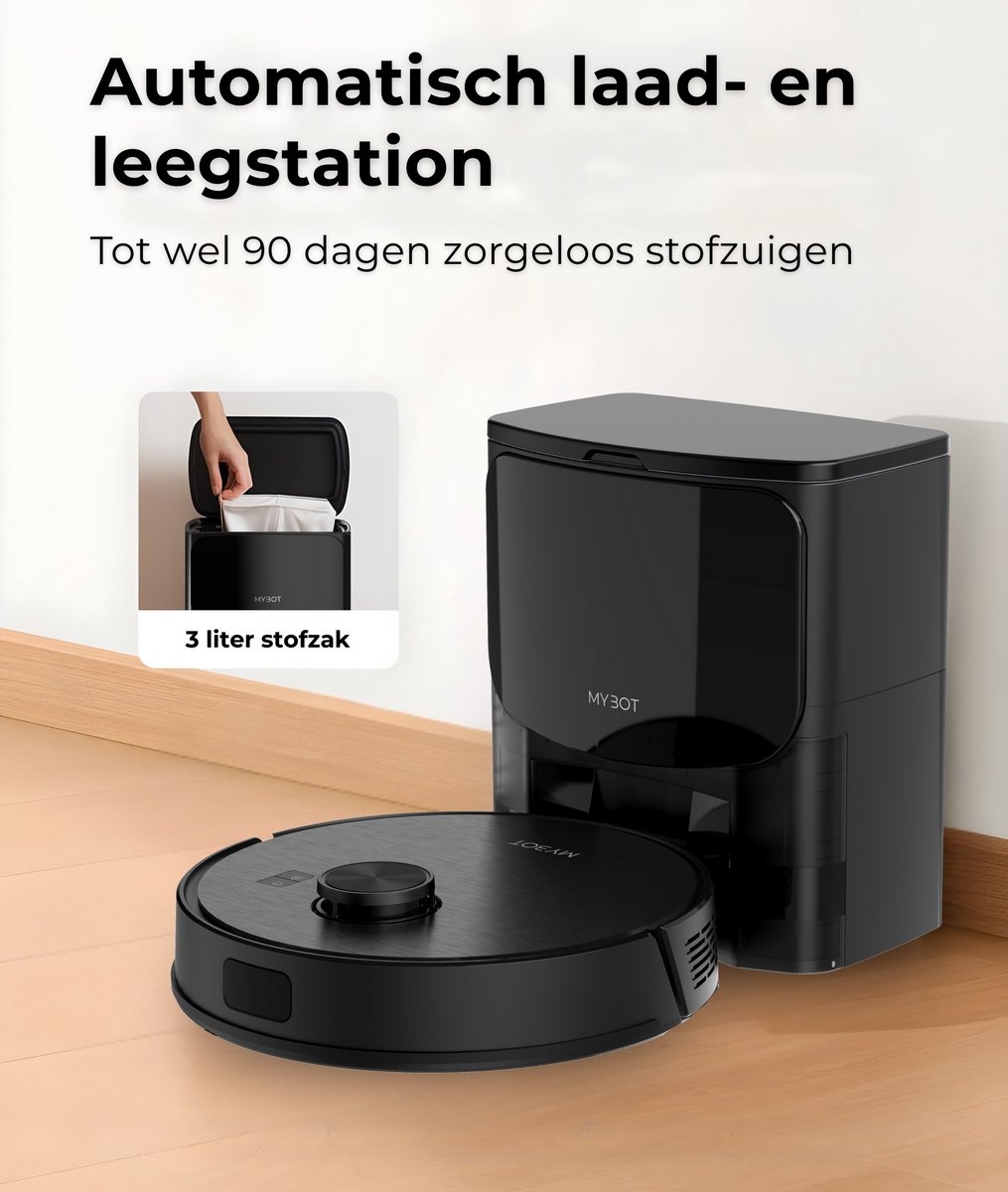 MYBOT X9 PRO - Robotstofzuiger Met Dweilfunctie - 6500PA Zuigkracht - Leegt Automatisch - Ideaal voor Huisdieren - Zelflerende Robotstofzuiger - Met Laadstation - Uitgebreide Mapping - LDS Laser Navigatie - Met leegstation — afbeelding 6
