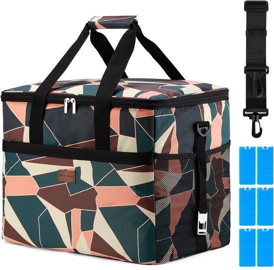 Packaway 40L Koeltas Abstract Colours - Inclusief 15L Lunchtas Abstract Colours en 8 Koelelementen - Dé set voor dames en heren die altijd onderweg zijn - Voor werk en vrije tijd van Packaway — afbeelding 2