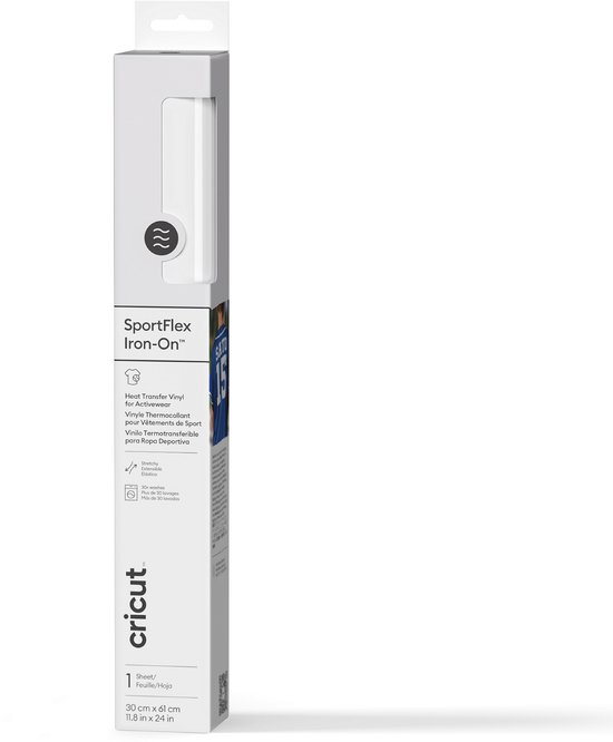 Cricut SportFlex Iron-On hitteoverdracht vinyl, 30 x 60 cm, wit