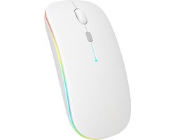 Nuvance Draadloze Muis LED - Bluetooth - Stil - Laptop & Gaming - Draadloos - Computermuis - Links & Rechtshandig - Wit