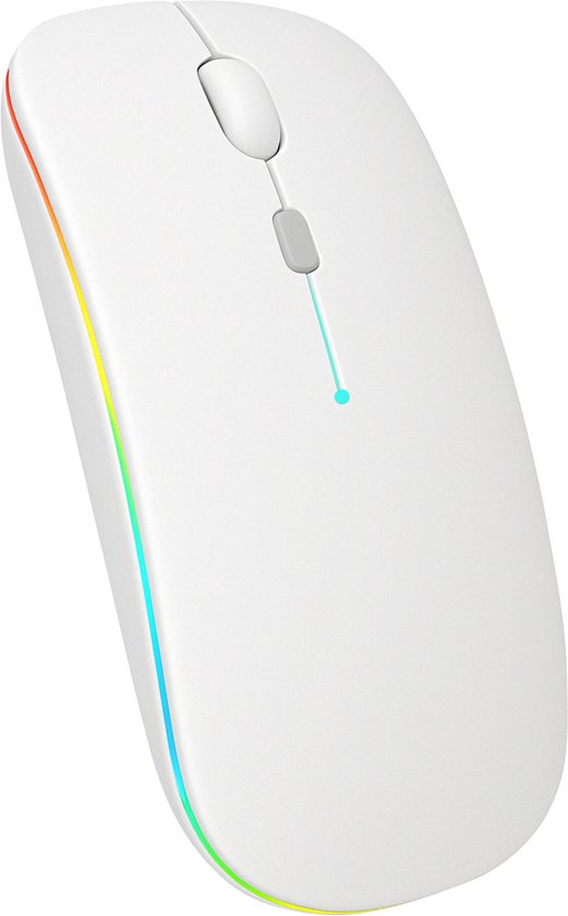 Nuvance Draadloze Muis LED - Bluetooth - Stil - Laptop & Gaming - Draadloos - Computermuis - Links & Rechtshandig - Wit