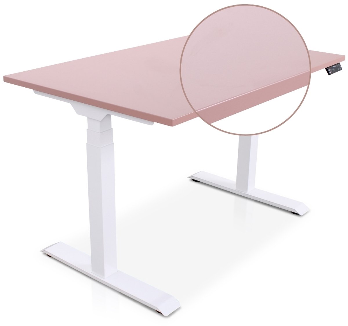 Multi Ratio Lineaflex MRC PRO Zit-Sta Bureau – Elektrisch Verstelbaar – 120x80 cm – Blad Dusty Rose – Wit Frame – ARBO Norm NEN-EN 527 – Met memorybediening – 150 KG Draagvermogen – 130 cm Hoog - Inclusief Kabelmanagement!