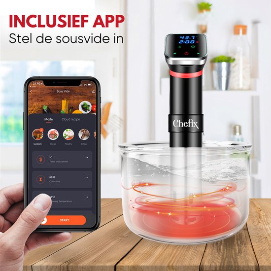 VAIVE Sous Vide Stick - Inclusief Wi-Fi en App – Smart Slowcooker – Koken Koker