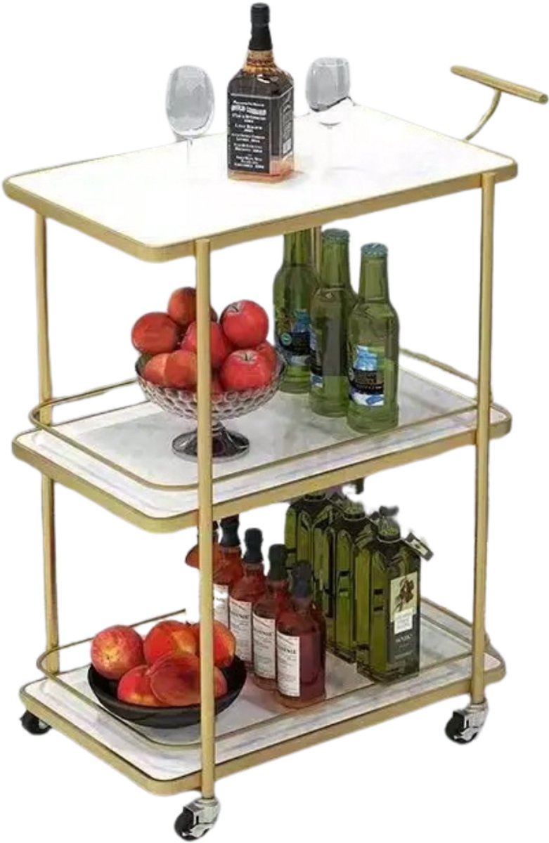 Livano Bar Cart - Serveerwagen - Serveerkar - Keukentrolley - Drank Trolley - Keuken - Bijzettafel - Restaurant - Stijl 7